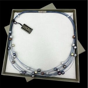 Honora Cultured Pearls on Wire Blue Tones Multicolor